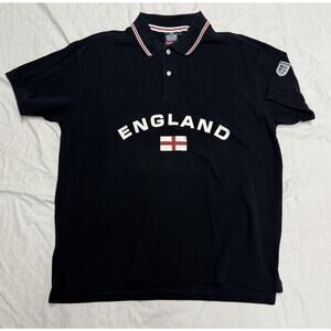 England Admiral Polo Shirt Mens L Short Sleeve Navy Blue